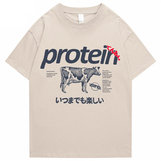Japanese Harajuku Protein Cartoon Graphic Kawaii Oversized T-Shirt